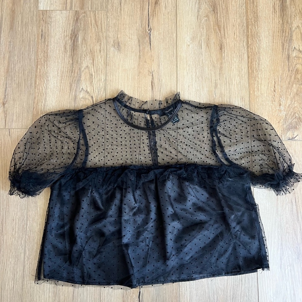 Forever 21 Black Polka Dot Sheer Mesh Top